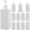 Okllen 12 Stück 500 ml Kunststoff-Pumpflaschen, leer, nachfüllbarer Behälter, Flüssigseifenspender für Shampoo, Lotion, Reinigungsprodukte, Küche, Bad, weiß, quadratisch