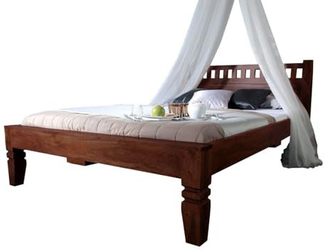 MASSIVMOEBEL24.DE | Oxford Bett aus Massivholz #230 | Akazienholz - Nougat, lackiert | Kolonialstil | 180x200x90 cm | Vollholzbett Doppelbett aus Vollholz