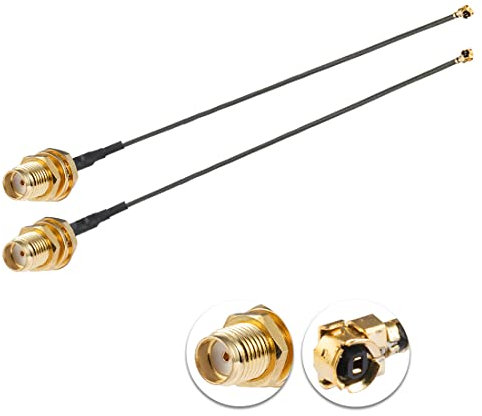 Vecys 2PCS U.F.L1 a SMA Hembra Cable Coaxial de Baja Pérdida 6 /15CM U.F.L1 1.13mm Mini-Coaxial Pigtail Cable para Routers Inalámbricos Mini PCIE Tarjetas de Red PCI Wi-Fi WAN Repetidor