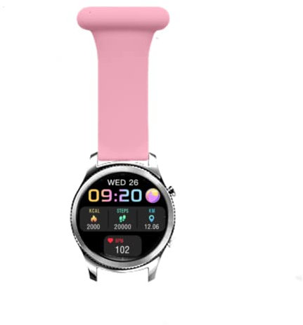 Smart Fob Watch for Android iOS Wristwatch, Nurse Watch, Silicone Pin Fob Fitness Sport Tracker, iP67 Waterproof Smartwatch with Heart Rate Monitor, Pedometer, Sleep Tracker (Gold & Pink)