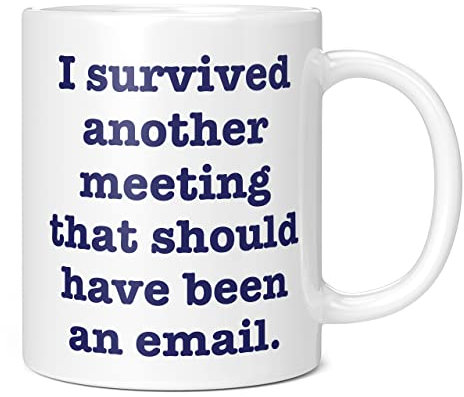 Funny I Survived Another Meeting That Should Have Been an Email Mug - 11oz White Work Bestie Secret Santa Gift for Working from Home