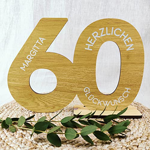 60 Geburtstag Frauen/Männer - Deko Gästebuch Geburtstag 60, 60. Geburtstag Männer Geschenk 60. Geburtstag Deko 60 Geburtstag Mann Tischdeko 60, 60 Jahre - Personalisierbar mit Namen aus Holz