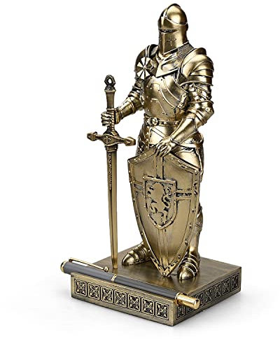 HDMbigmi King's Guard Ornament Ritter Statue für Schreibtisch, Desktop-Zubehör, Stifthalter, Stifthalter, Briefbeschwerer für Büro und Zuhause (Bronze)