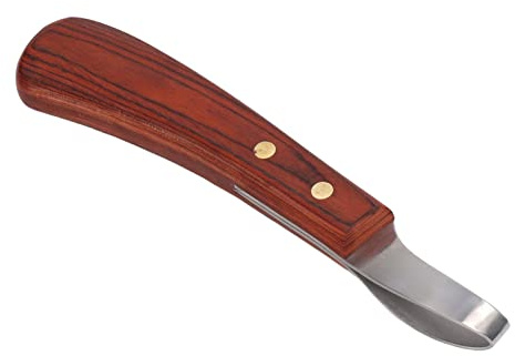 TANGLI Hufmesser, Edelstahl-Huftrimmer mit Gummi-Holz-Griff, Tragbares Pferdehuf-Messer Werkzeug zum Trimmen von Pferdehufen für die heimische Pferdefarm, Zubehör für die Ausrüstung