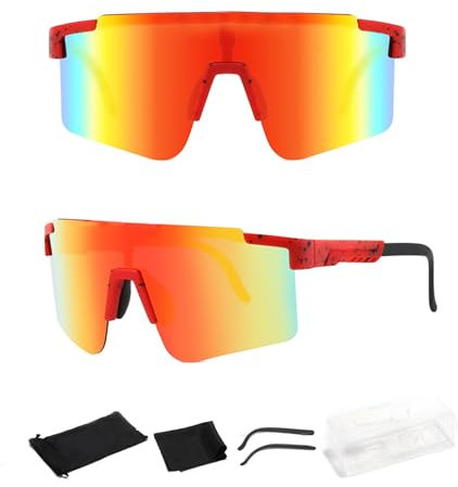 Sonnenbrille Fahrradbrille,Sportbrille für Herren Damen UV400 Schutz Windschutz Radsportbrille Sport Radfahren Schutzbrille für Outdoor-Sportarten, Autofahren, Wandern, Angeln, Laufen(Orange Gefärbt)