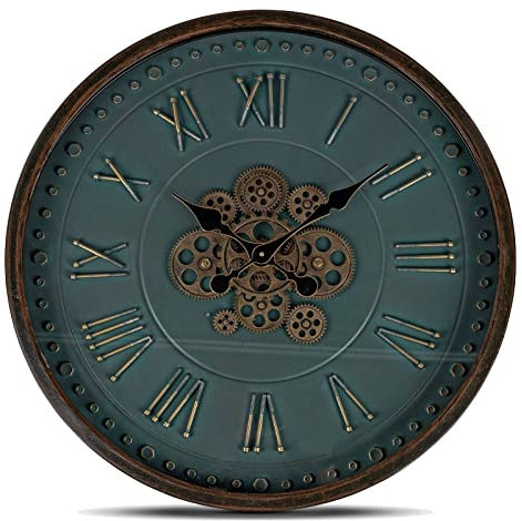 formano Wanduhr 66 cm Metall mit sichtbar drehenden Zahnrädern