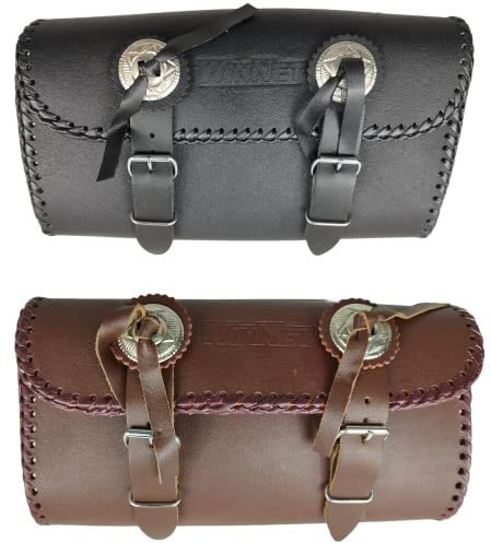 Borsa borsetta tool bags barilotto in pelle universale da per tutte moto custom e Harley (Marrone)