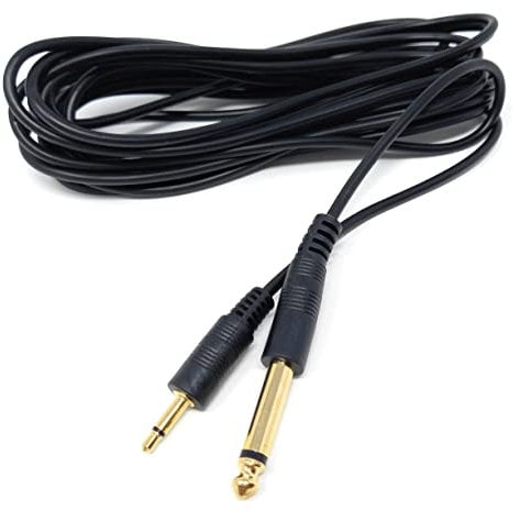 DRUT 5m 3.5mm MONO Jack to 6.35mm MONO Jack Plug Audio TS Coax Cable Lead, Male to Male Gold Flashed Ends 16.5ft