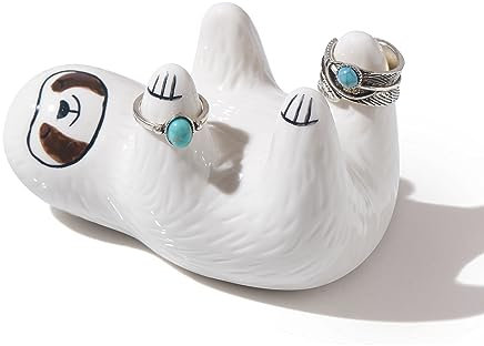 Titanape Faultier Geschenke für Frauen - Lustiger Schmuckhalter, Frauen Geschenke für Geburtstag, Weihnachten, Valentinstag - Keramik Kleiner Ringständer, Display für Raumdekor