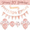 DEARLIVES 14 Pieces 30th Happy Birthday Decorations,Rose Gold Party Supplies Including Banners Straps Triangle Flag Bunting Confetti Latex Balloons (30th Birthday)