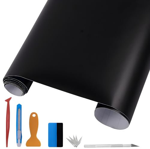 NewL - Pellicola autoadesiva vinilica per auto, colore nero opaco, con rilascio dell’aria, con accessori per l'installazione, 150 x 300 cm