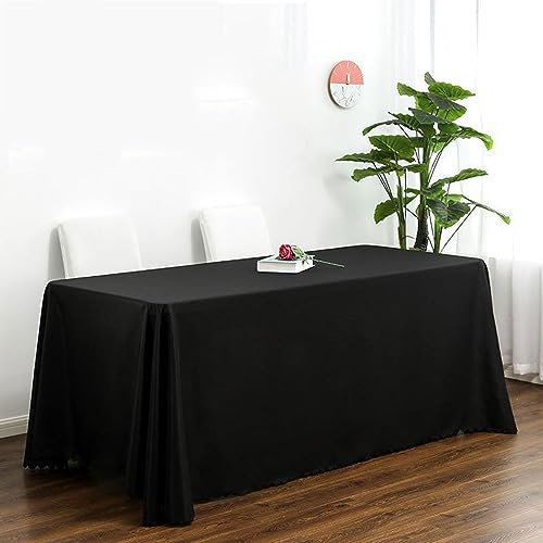 Mateju Table Cloth Rectangular Tablecloth Waterproof Wipe Clean Tablecloths, Polyester Table Decoration for Party Kitchen Garden Indoor Outdoor (140x200cm,black)