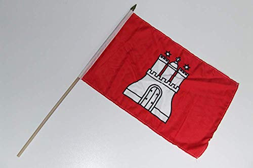 Generisch Fahne Flagge Hamburg 30 x 45 cm Rot mit Stab Stockfahne Stabfahne
