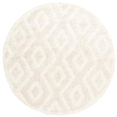 Teppich Skandinavisch Rund - Lova Diamond Creme - Ø 100 cm | Einfarbig - Klassik, Modern, Skandinavisch - Wohnzimmer, Esszimmer, Schlafzimmer - Fellteppich