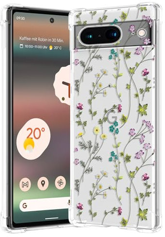 RALEAVO Coque Compatible avec Google Pixel 8, Transparent Silicone Housse avec Fleurs Motif pour Pixel 8-Branches