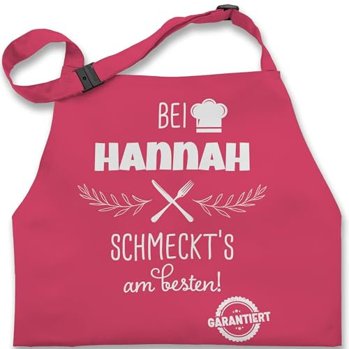 Kinderschürze Schürze Kinder Jungen Mädchen - Kochschürze - Bei Name schmeckts am besten I Geschenk Kochen Oma I Mama I Opa I Papa - 7-14 Jahre - Pink - junge kinderkochschürze koch schmeckt