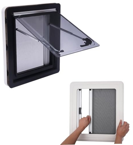 Estor opaco universal para ventana de caravana, 6 tamaños de ventana, cristal tintado reforzado, para protección solar y ventilación (450 x 500 mm)
