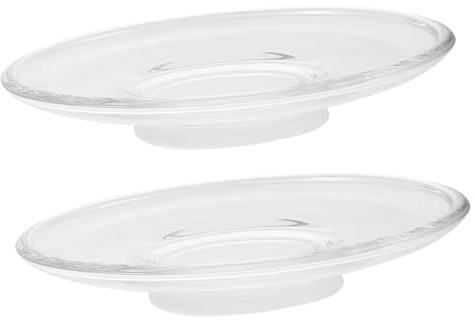 PRETYZOOM 4pcs Rim Glass Saucer Tea Cup Saucer Balcony Decor Swing Plant Pots Glass Snack Plates Decorative Tea Sauce Dish Round Plate