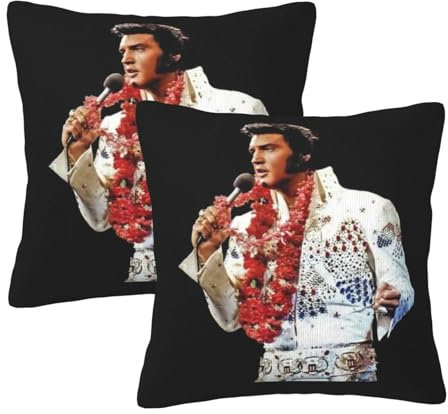 Elvis Sänger Rock-Presley Kissenbezug, gemütlich, quadratisch, dekorative Kissen für Sofa, Bett, 2 Stück