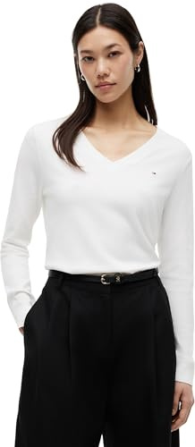 Tommy Hilfiger Damen Pullover Co Jersey Stitch Sweater V-Ausschnitt