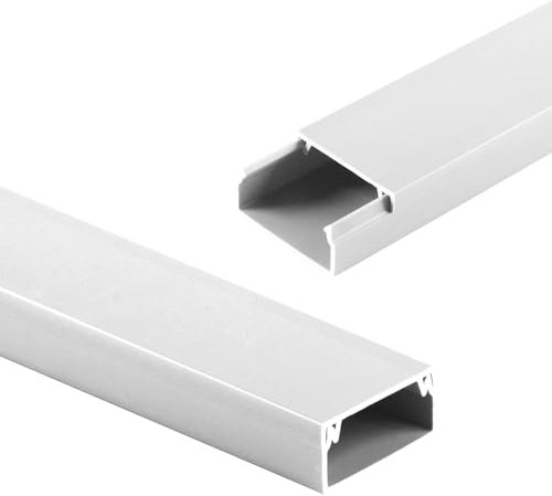 Qiveno Cache-câbles TV de 159,5 cm – Cache-câbles mural – Cache-câbles gris – Cache-câbles à peindre pour TV murale (blanc)