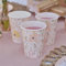 Ginger Ray Pink Floral Paper Birthday Cups Party Tableware 8 Pack, Pastel Age 3+