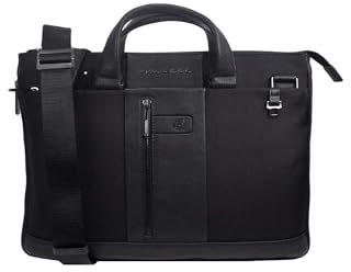 Cartella slim due manici in pelle e tess