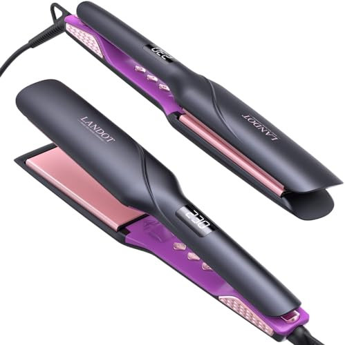 LANDOT Planchas del Pelo Cerámica Anchas: Plancha de Pelo Profesional con Placas 110 x 45 mm - Antiencrespamiento Rendimiento de Alisado Eficiente