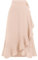 Odizli Wickelrock Damen Midi Rock Sommerrock Elegant High Waist Rüsche Vokuhila A-Linie Swing Midirock Faltenrock Sommer Lang Maxirock Festlich Hochzeit Hochzeitsgast Röcke Beige M
