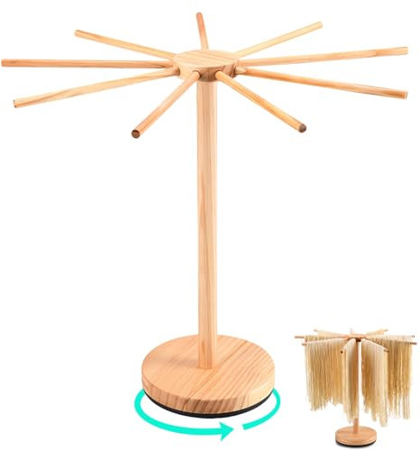 Aloskart Neue Nudeltrockner Drehbare, Nudelständer Holz für Trocknung Pasta, Nudeltrockner Klappbar, Pasta Trockner für Pasta, Spaghetti, Nudeln
