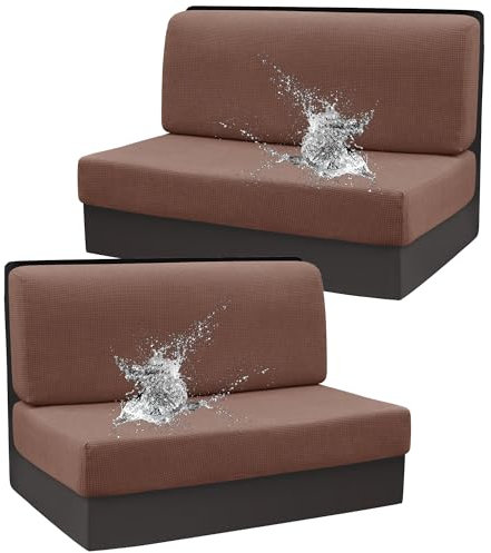77Tkiop 1/2 Satz Camper Kissenbezüge - RV Dinette Kissenbezüge，Waschbarer Loveseat Sofa Möbelschutz, Sofa Couch Schonbezüge，Jedes Set enthält 1 Rückenlehnenbezug + 1 Sitzbankbezug (2, Curry hell)