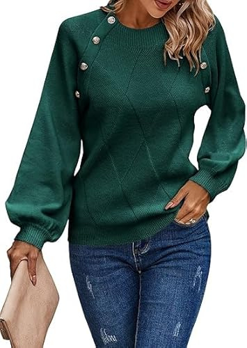Toplop Damen Strickpullover Winter Rundhals: Herbst Outdoor Jumper Retro Sweatshirt Vintage Mode Langarmshirt Lässig Strickpullis Warm Damenpullover Kuschelpullover Wickelpullover