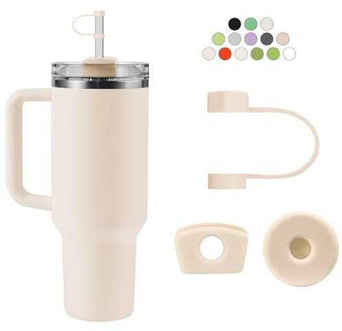 Linsaner Silicone Straw Toppers are Compatible with Stanley Cup Accessories Set for 2.0, 30 oz /40 oz Tumblers with Stanley Straw Cover，for Stanley Straw，Straw Covers (1-Pack,Nectarine)