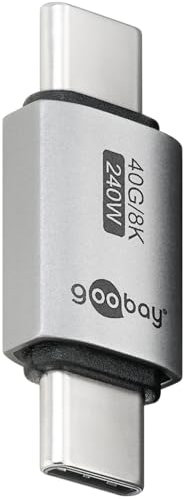 goobay USB-C Adapter 240W 40 Gbit Verlängerung gerade USB4 (Stecker auf Stecker) / USB 4.0 Adpter 8K@60 Hz, abwärtskompatibel USB 3.1, USB 2.0/74448