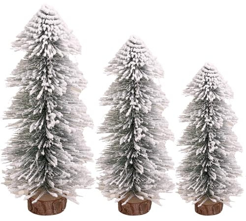 jenich 3 Pezzi Mini Alberi di Natale in Miniatura 15cm 20cm 25cm
