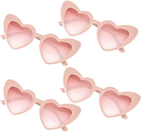 NACHLYNN Occhiali da sole a forma di cuore, 4/12/24 pezzi, occhiali da sole da donna, da uomo, polarizzati, per matrimoni, vacanze, attività all'aperto e servizi fotografici (4, rosa)