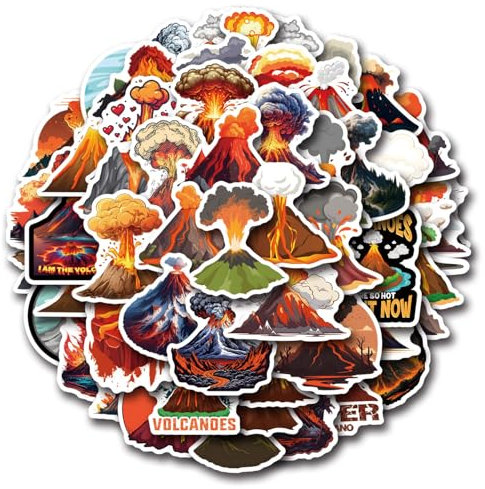Volcano Aufkleber 50 Stücke Niedlich Deko für Auto Laptop Skateboard Fahrrad Moped Motorrad Fahrrad Computer Der Vulkan Sticker Set,Geeignet für Erwachsene Kinde
