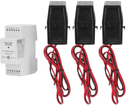Smart Home Energiemonitor, 3 X 750 A Klemmen-Stromwandler, Energiezähler, Strommonitor, 3-Phasen-Stromzähler mit Integriertem Leistungsschalter für Solar-PV-kWh-Energie