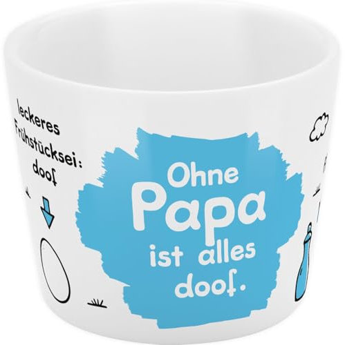 Sheepworld Eierbecher mit Motivdruck Ohne Papa ist alles doof | Porzellan, Höhe 4,3 cm, Durchmesser 5,2 cm | lustiges Geschenk, Frühstück, Ostern | 70269