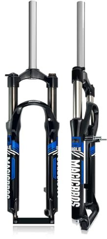 KANGXYSQ Fourche VTT 26 Pouces 100mm Voyage Vélo Fourche Suspendue 1 1/8 V-Brake/Disque Amortisseur De Pression d'air Fourche De Vélo Alliage D'aluminium Contrôle des Épaules(Black Blue)