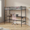 HOMYLIN Loft Bett mit Schreibtisch, Kinder Etagenbett 90 x 200 cm, Metall Einzelbett mit Steckdose für Kinder, Jugendliche und Erwachsene, Schwarz