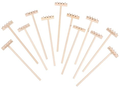 Kisangel Lot de 12 Mini Râteaux De Jardin pour Bac À Sable Outils De Sable Râteau À Sable Miniature Petit Râteau De Jardin Zen À Faire Soi-Même pour Intérieur pour Jardin Table