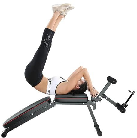 VCYEX Hantelbank FüR Zuhause,Mit ZusäTzlichem Zugseil,Verstellbare Hantelbank,Bauch Beine po TrainingsgeräT,Breite und VerstäRkte Platte,Sicher Langlebig und BequemBlack,162x111x48cm