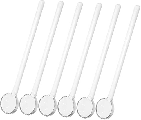 LABRIMP Glas Kaffeelöffel 6 Stück-Pack Lebensmittelecht Leicht zu Reinigen Transparente Teelöffel mit Langem Griff für Dessert und Tee