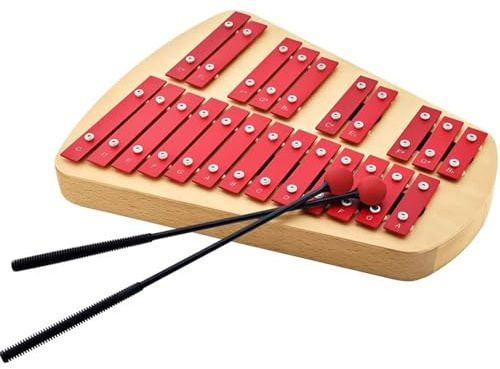 Professionelles Xylophon mit Schlägeln, Stahl-Glockenspiel für Erwachsene Anfänger, Schlaginstrument mit Silikonkopf