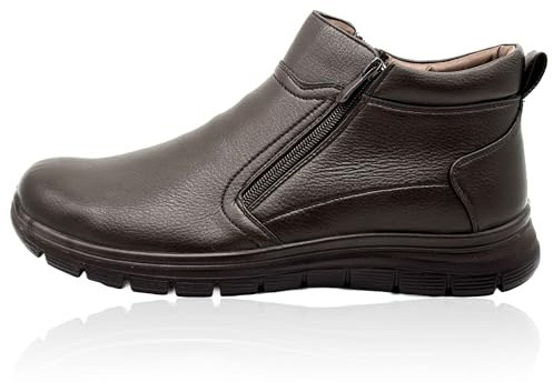 Nowaland Herren Winterstiefeletten mit Warmfutter, Bequeme Freizeit-Stiefel mit Doppelreißverschluss, Rutschfeste Alltagsschuhe für kalte Tage