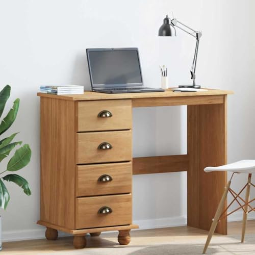 Frdhee Arbeitstisch Kleiner Schreibtisch,Schreibtisch ASKIM Braun 95 x 40 x 75 cm Massivholz Kiefer,Computertisch für Büro Arbeitszimmer Schlafzimmer
