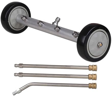 MotiveTech Undercarriage Cleaner Unterboden Hochdruckreiniger Aufsatz mit 4 Düsen Und Wasserbesen Zubehör Aus Edelstahl Und Aluminium für Autopflege Werkstatt Fa