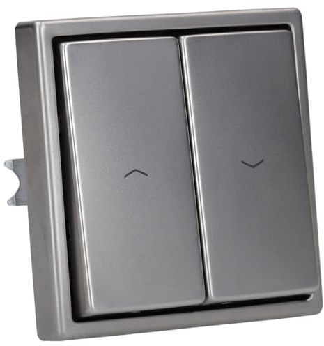 JUNG Serie LS Jalousieschalter Set Edelstahl | mit 509VU Jalousie-Wippschalter, ES2995P Wippe für Jalousie-Schalter/-Taster, ES2981 Rahmen 1-fach