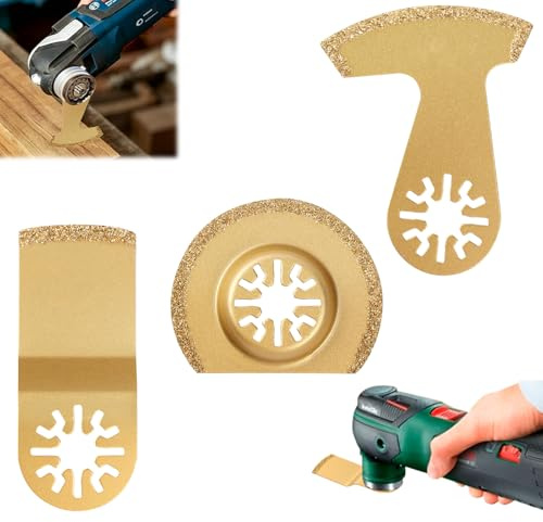 NUTKIT 3 PZ Lame Per Multifunzione, Oscillante Attrezzo di Carburo Attrezzo | Accessori Strumento Multifunzione Oscillante, per Macinazione e Rimozione di Malta Cementizia e Piastrelle di Ceramica